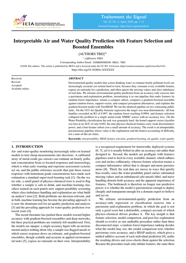 First page of the air and water quality paper