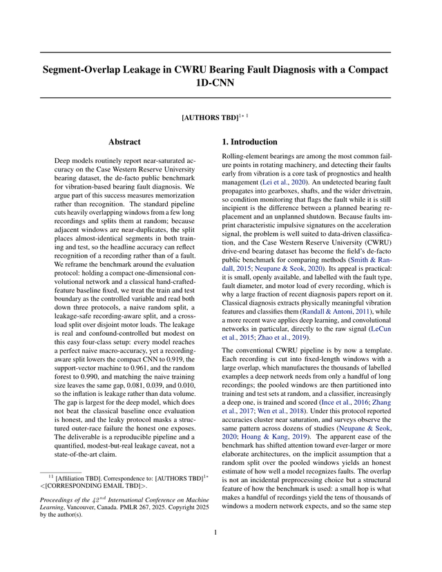 First page of the bearing fault diagnosis paper
