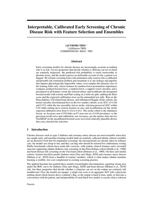 First page of the chronic disease screening paper