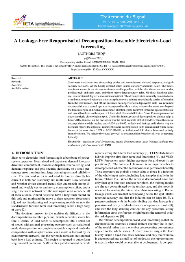 First page of the electricity-load forecasting paper