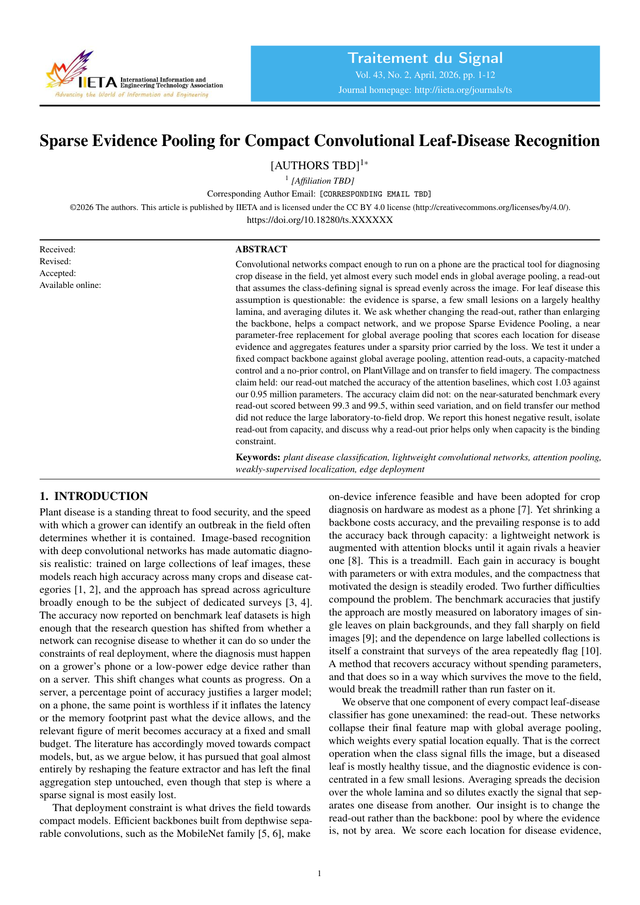 First page of the leaf-disease recognition paper