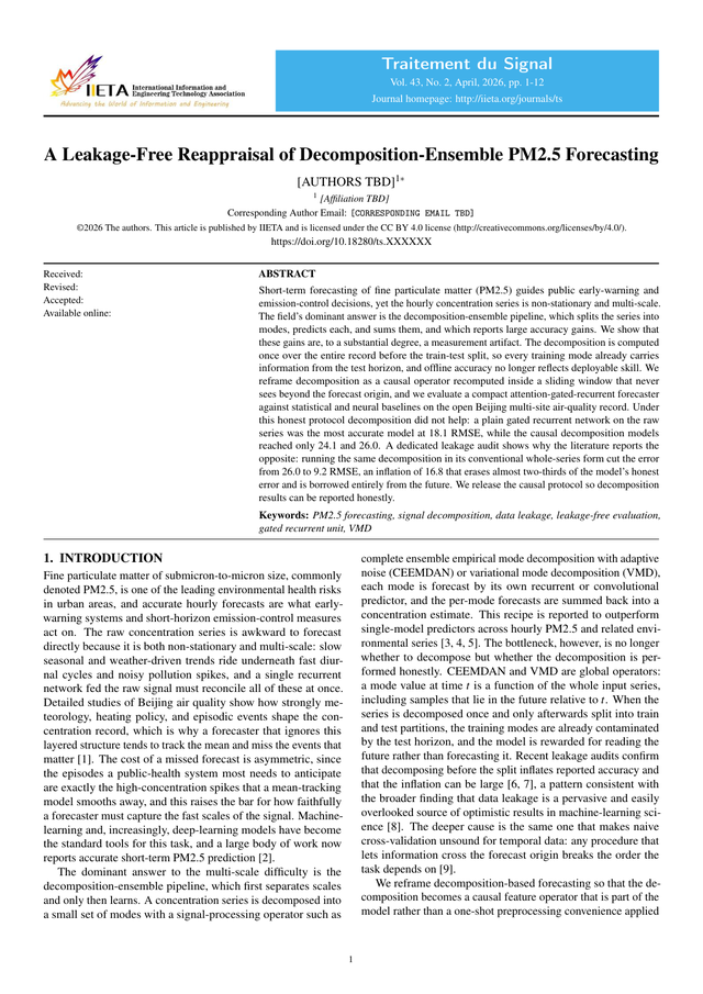 First page of the PM2.5 forecasting paper
